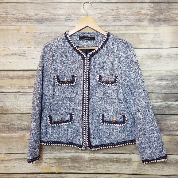 Zara Jackets & Blazers - Zara Basic Tweed Nautical Pocket Knit Blazer